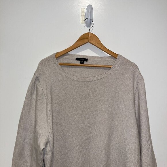 J.Crew Wool Cashmere Womens Cream Sweater 2X Cozy Long Sleeve Relaxed Fit - Picture 3 of 9